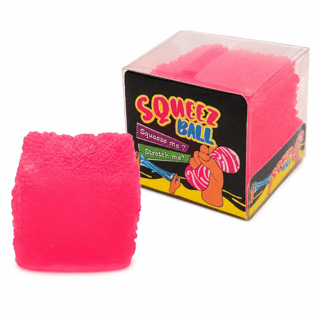 Jucarie Squishy tip Needoh in Forma de Cub, Flippy, Model Frosted, Antistres Senzoriala Comprimabila cu Revenire, 5 cm, 140 g, Roz