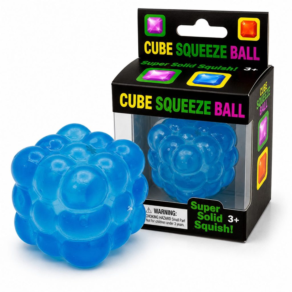 Jucarie Squishy tip Needoh in Forma de Cub, Flippy, Model Magic Bubble Cube 3D, Antistres Senzoriala Comprimabila cu Revenire, 5x5x5 cm, 125 g, Albastru