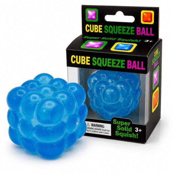 Jucarie Squishy tip Needoh in Forma de Cub, Flippy, Model Magic Bubble Cube 3D, Antistres Senzoriala Comprimabila cu Revenire, 5x5x5 cm, 125 g, Albastru