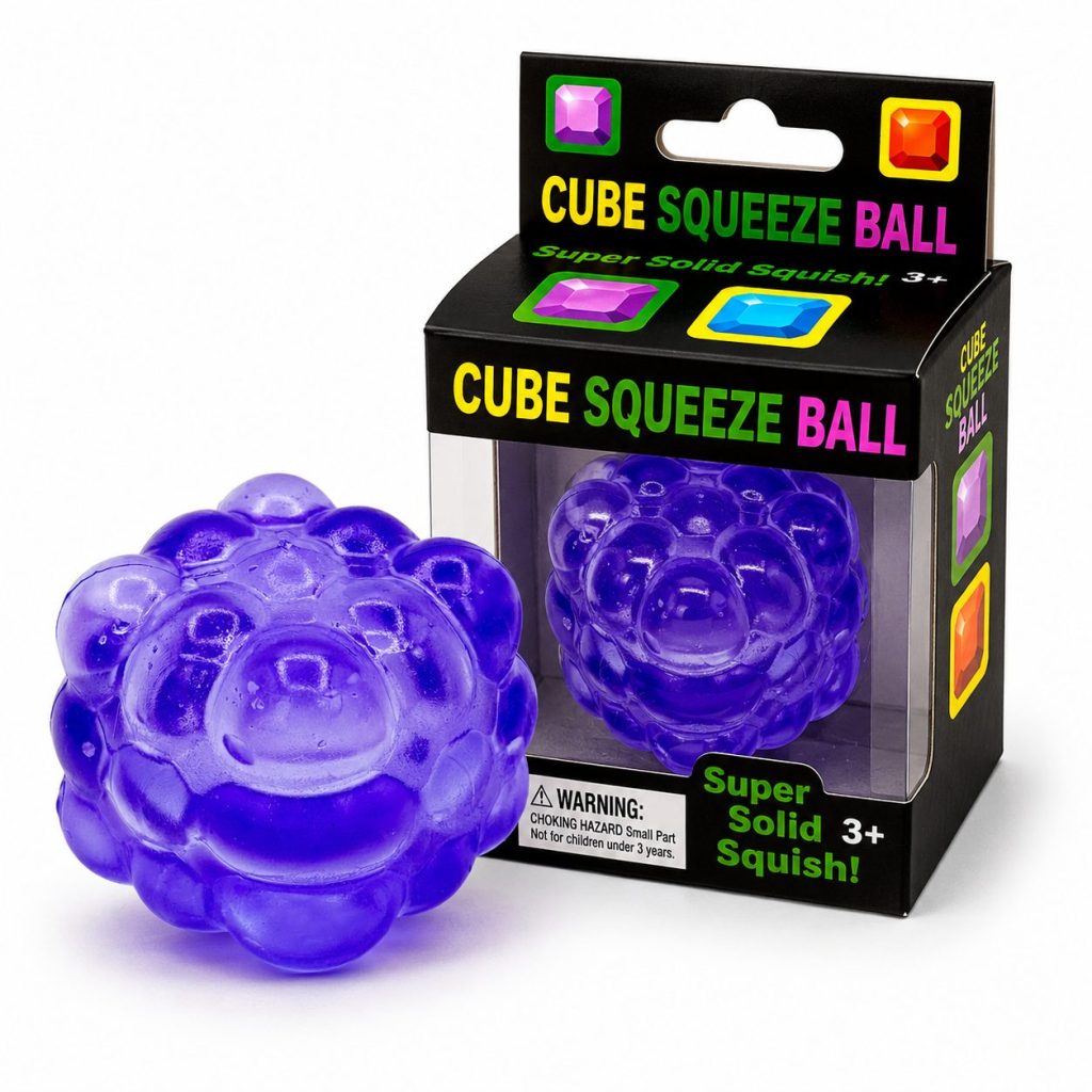 Jucarie Squishy tip Needoh in Forma de Cub, Flippy, Model Magic Bubble Cube 3D, Antistres Senzoriala Comprimabila cu Revenire, 5x5x5 cm, 125 g, Mov