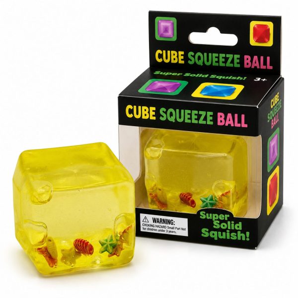 Jucarie Squishy tip Needoh in Forma de Cub, Flippy, Model Ocean cu Scoici, Antistres Senzoriala Comprimabila cu Revenire, 5 cm, Galben