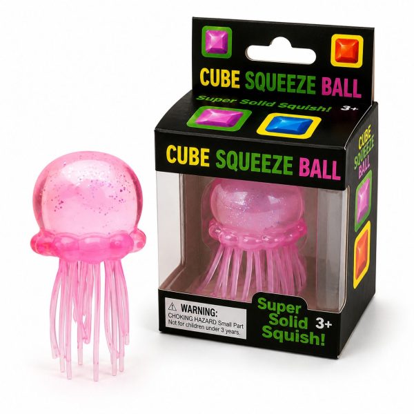 Jucarie Squishy Dumpling in Forma de Meduza, Flippy, Model Jelly Translucid, Antistres Senzoriala Comprimabila cu Revenire Lenta, 8x4.5 cm, Roz