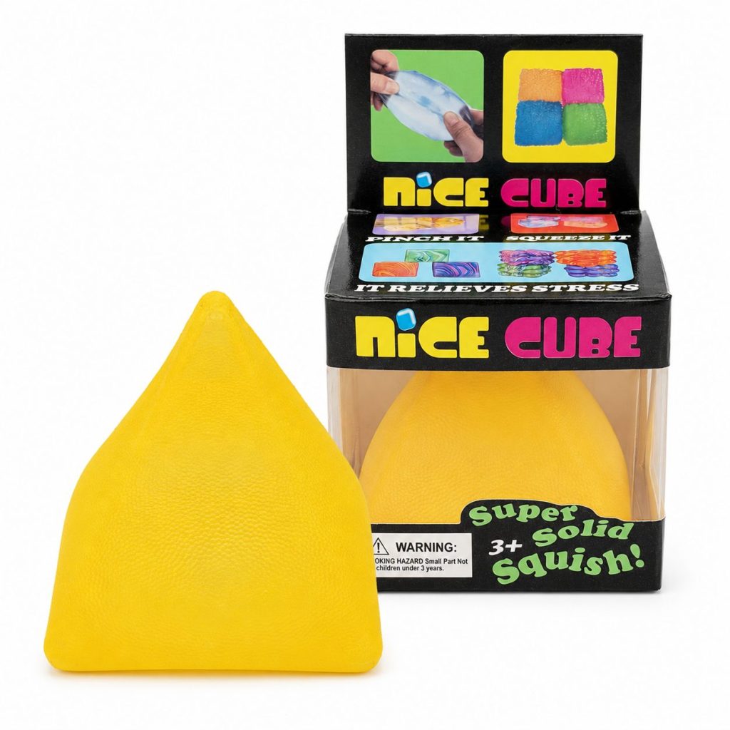 Jucarie Squishy Dumpling in Forma de Piramida, Flippy, Model cu Suprafata Netezita, Antistres Senzoriala Comprimabila cu Revenire, 7x6x6 cm, 130 g, Galben