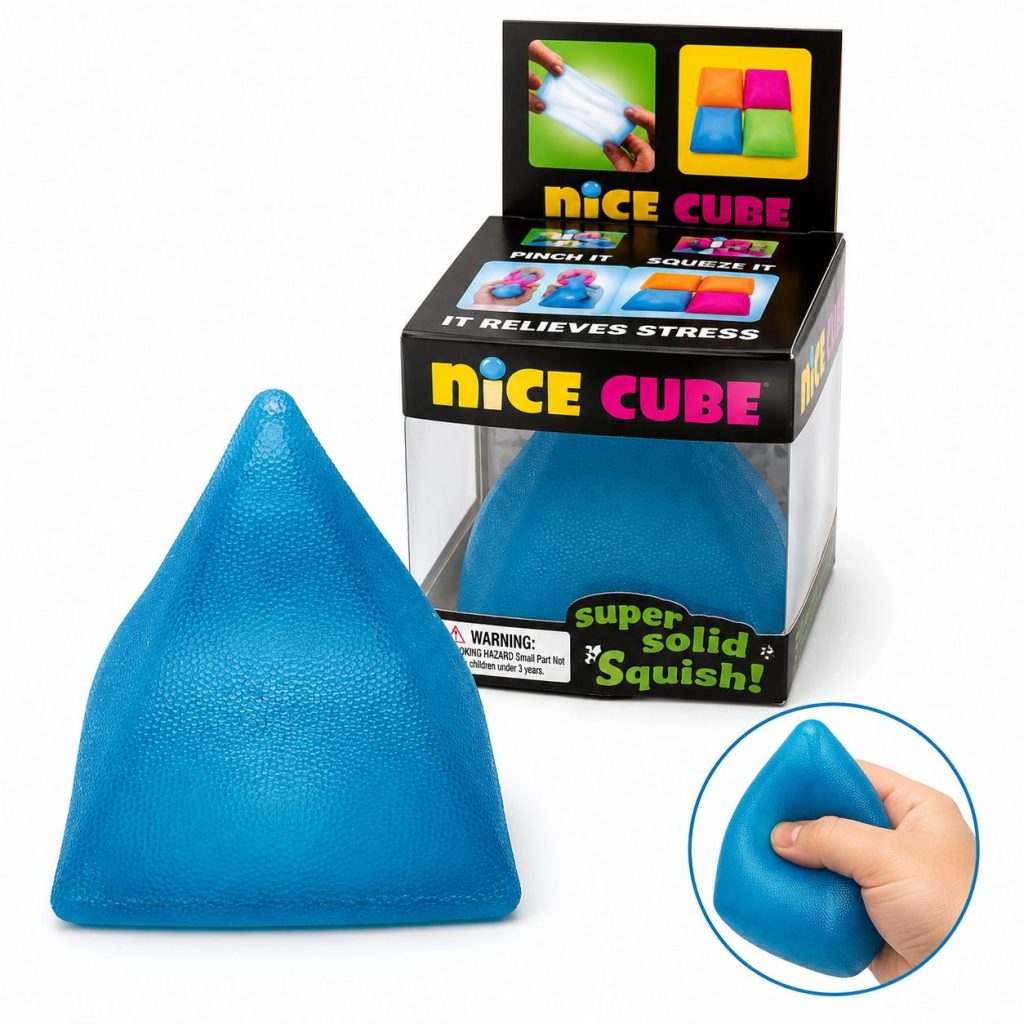 Jucarie Squishy Dumpling in Forma de Piramida, Flippy, Model cu Suprafata Netezita, Antistres Senzoriala Comprimabila cu Revenire, 7x6x6 cm, 130 g, Albastru
