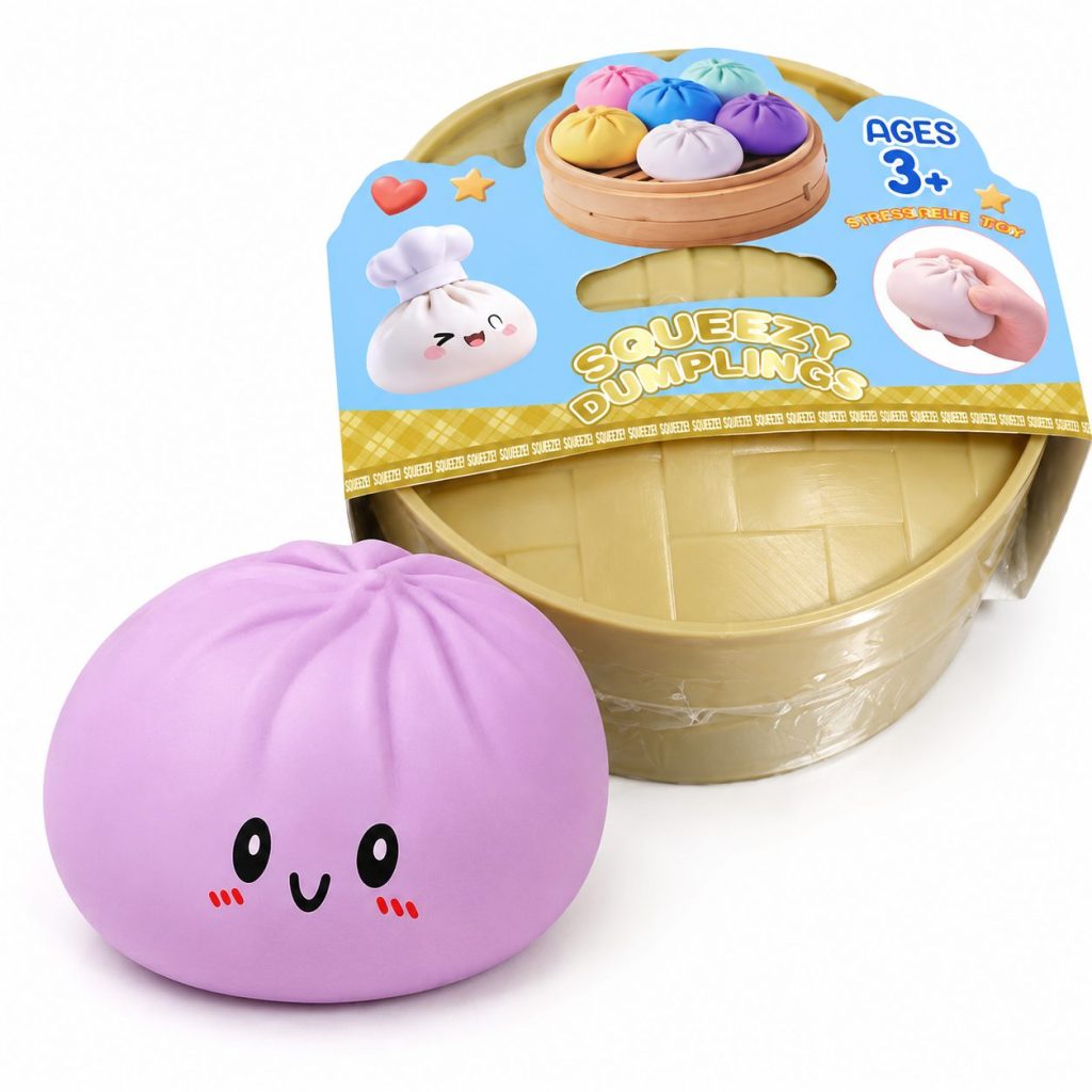 Jucarie Squishy Dumpling Antistres, Flippy, Model Fata Zimbitoare, Jucarie Senzoriala cu Revenire Lenta, pentru Copii si adulti, Relaxare si Eliberare Anxietate, 25 cm, 1000 g, Mov