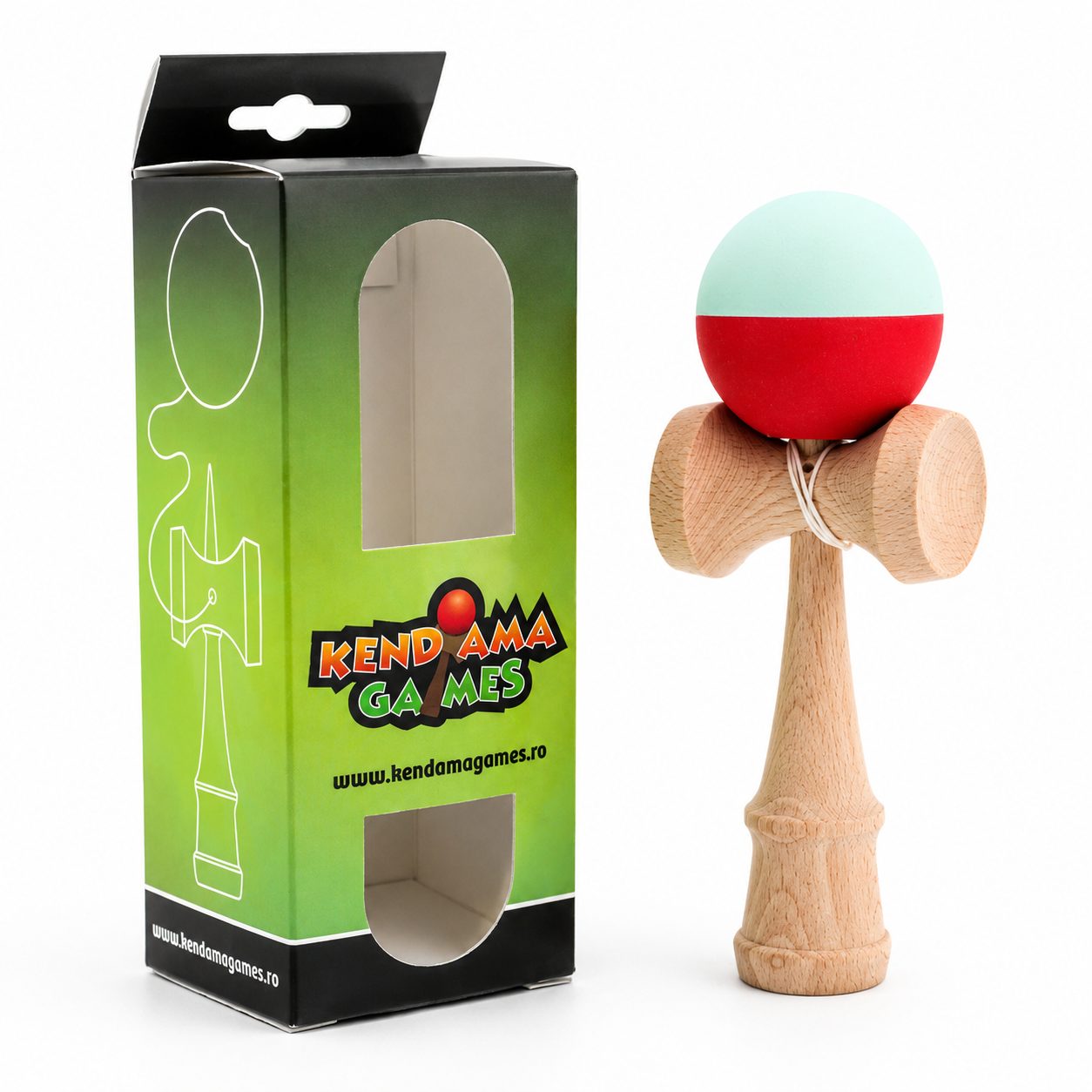 Kendama Karo Grip Half Lemn Fag Verde Rosu