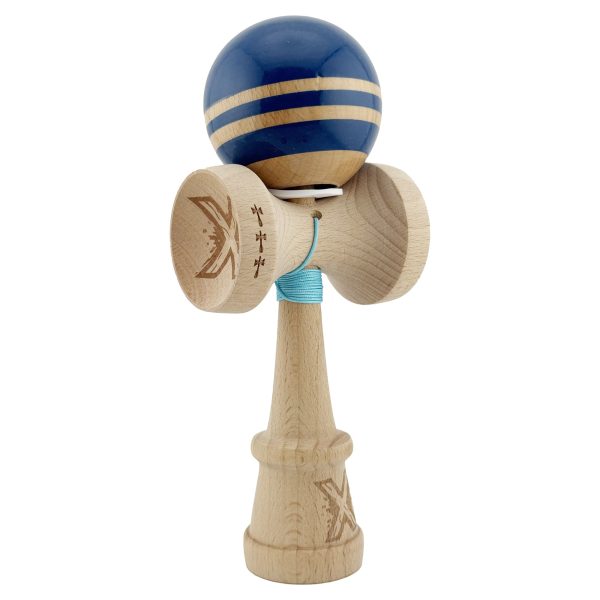 Kendama X Originala RAINBOW, Profesionala, Flippy, Cupe Mari KING SIZE V3, Super Sticky, Gaura in Baza, Rulment Metalic, din lemn 18 cm, Ata 62/65 cm, Albastru/Maro