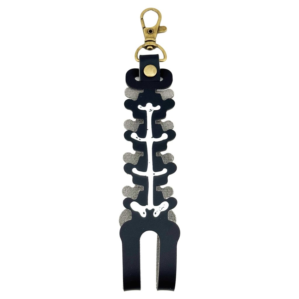Husa pentru Kendama, Flippy, tip Pandativ/Breloc, Imprimeu Skull, din Piele Ecologica, 26 x 3.2 cm, Negru
