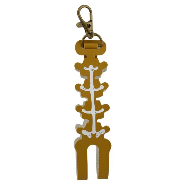 Husa pentru Kendama, Flippy, tip Pandativ/Breloc, Imprimeu Skull, din Piele Ecologica, 26 x 3.2 cm, Maro deschis