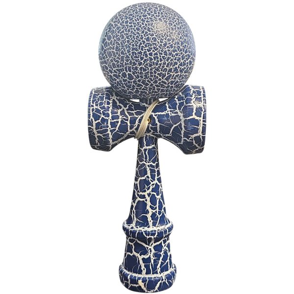 Kendama X Originala, Profesionala, Flippy, Cracked, din Lemn, 18 cm, Albastru/Alb