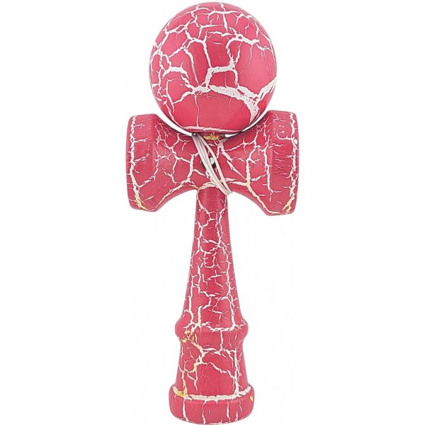 Kendama X Originala, Profesionala, Flippy, Cracked, din Lemn, 18 cm, Roz Aprins/Alb