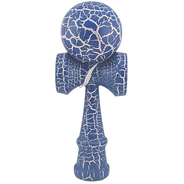 Kendama X Originala, Profesionala, Flippy, Kendama Cracked, din Lemn – 18 cm, Albastru/alb