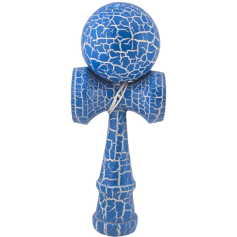 Kendama X Originala, Profesionala, Flippy, Kendama Cracked, din Lemn – 18 cm, Crack Albastru/Alb