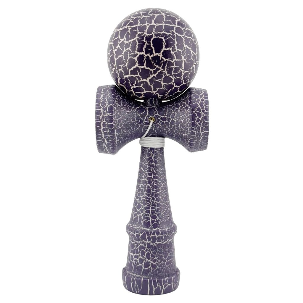 Kendama X Originala, Profesionala, Flippy, Kendama Cracked, din Lemn – 18 cm, Crack Mov/Alb