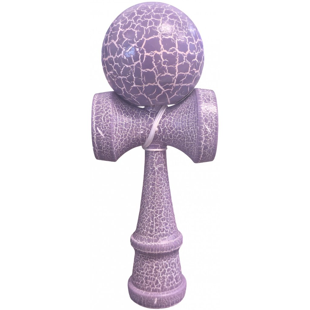 Kendama X Originala, Profesionala, Flippy, Kendama Cracked, din Lemn – 18 cm, Lila/Alb