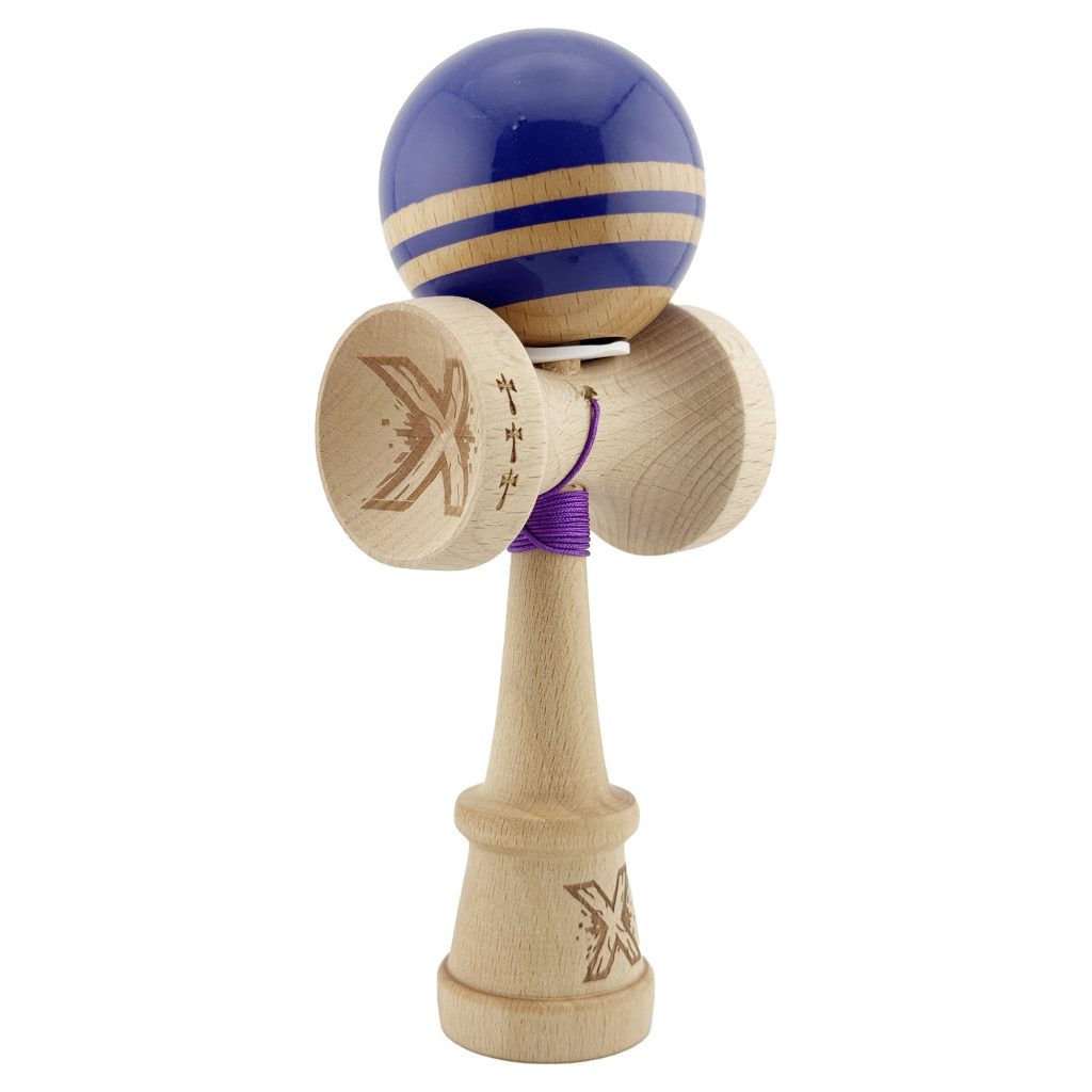 Kendama X Originala RAINBOW, Profesionala, Flippy, Cupe Mari KING SIZE V3, Super Sticky, Gaura in Baza, Rulment Metalic, din lemn 18 cm, Ata 62/65 cm, Violet/Maro
