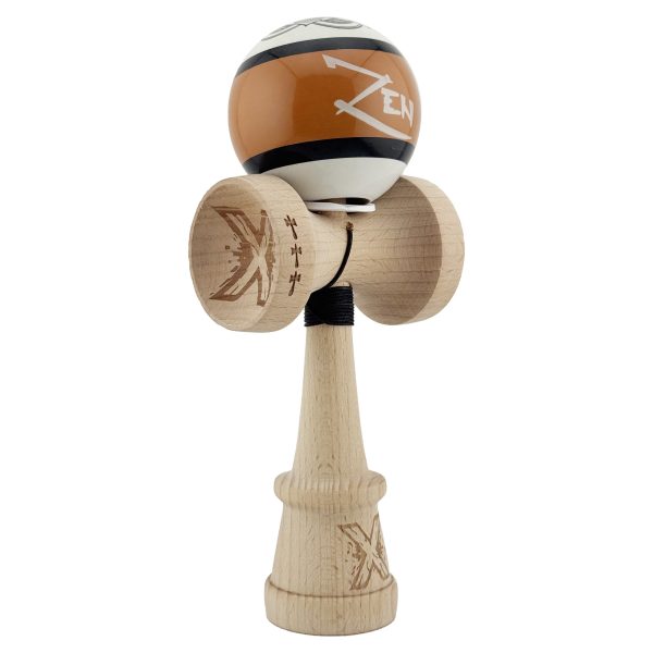 Kendama X Zen Series Originala, Profesionala, Flippy, Cupe Mari KING SIZE V3, Super Sticky, Gaura in Baza, Rulment Metalic, din lemn 18 cm, Ata 62/65 cm, Maro