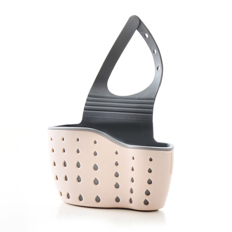 Suport Scurgere pentru Burete si Laveta de Vase Bucatarie, Flippy, Roz, Curea Reglabila, Plastic Flexibil, 15x 5x 21cm