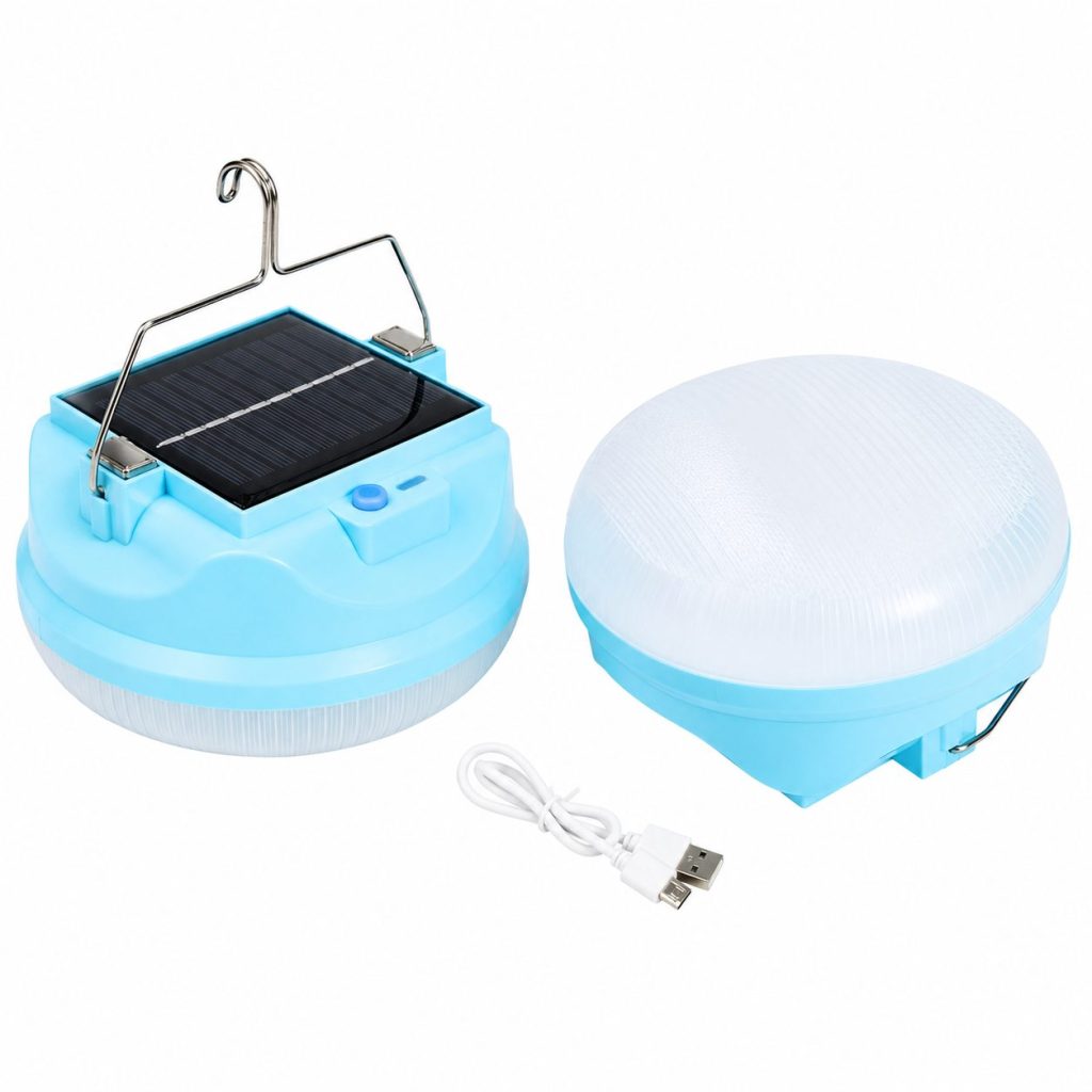 Lama Solara, Flippy, 2in1, Incarcare Solara/USB, LED, din Plastic, 3 Trepte de Intensitate, 100 W, 5V, 13 x 13 x 7 cm, Albastru