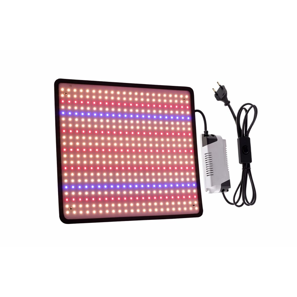 Lampa Crestere Plante, Flippy, Model Keel Edge, 500 LED, 85-265 V, 45 W, Spectru Alb Cald, Rosu si Albastru, 30 x 30 cm, Negru