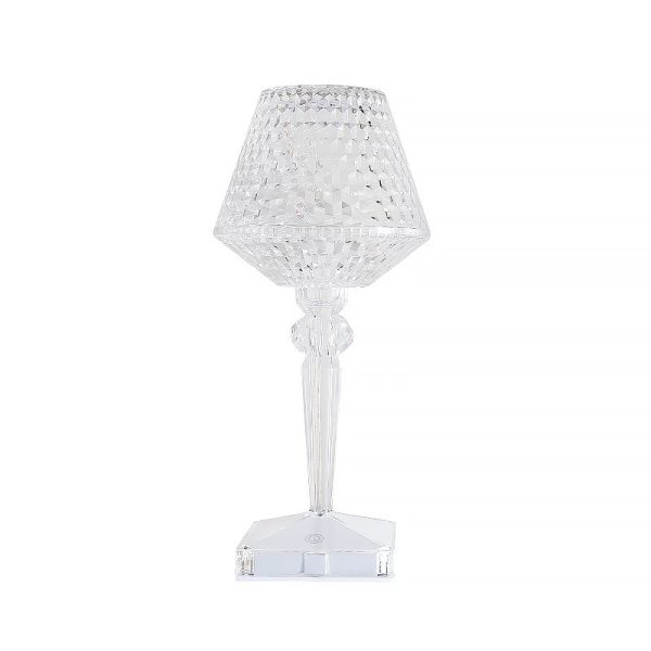 Lampa de birou pe LED RGB 16, Flippy, dimmer tactil, 3 nivele de intensitate, incarcare USB, 3W, Cristal Acrilic, cu telecomanda, forma pahar, transparent