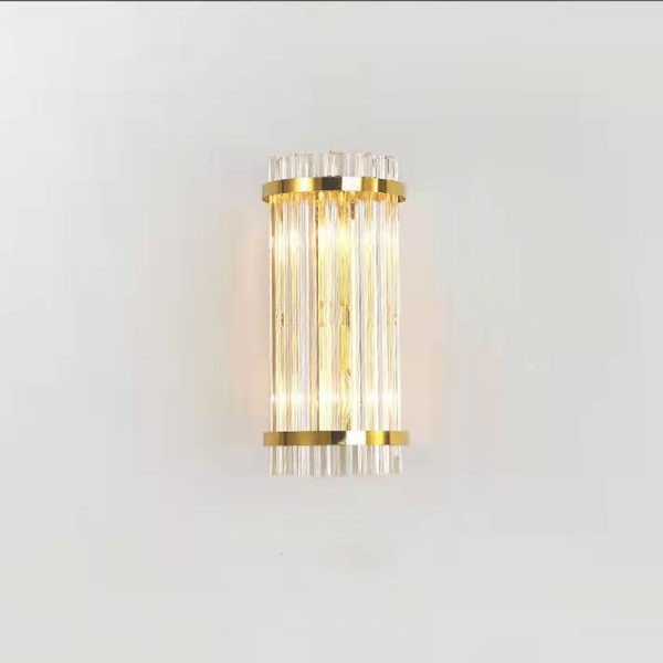 Lampa de Perete in Interior, Flippy, Lampa de Lux pentru Decor de Interior, Corp de Iluminat Tip aplica, din Inox Auriu si Cristal, Lumina Calda Rece Neutra, 35 x 16 cm, Ideal pentru Camere Mici si Medii, Transparent Auriu