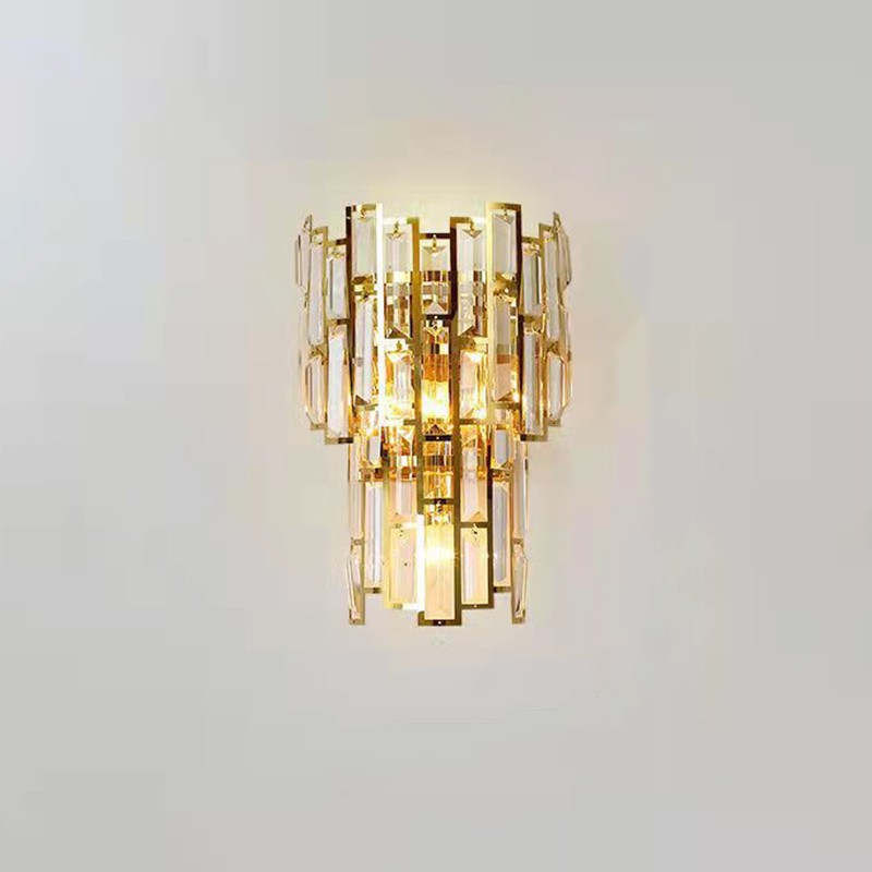 Lampa de Perete in Interior, Flippy, Lampa de Lux pentru Decor de Interior, Corp de Iluminat Tip aplica, din Inox Auriu si Cristal, Lumina Calda Rece Neutra, 39x24 cm, Ideal pentru Camere Mici si Medii, Auriu