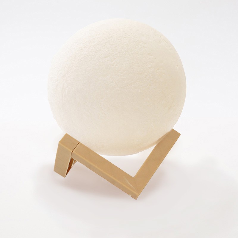 Lampa de veghe in forma de luna 3D Moon Light, alb cald alimentare baterii, fara acumulator, stand din plastic inclus, 8 cm, Flippy - Image 2