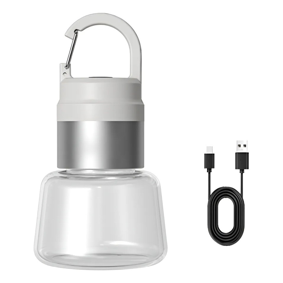 Lampa Portabila, Flippy, de Voiaj/Camping, Incarcare USB, IPX5, LED RGB, din ABS, 300 mAh, 10 x 5.5 x 5.5 cm, Alb