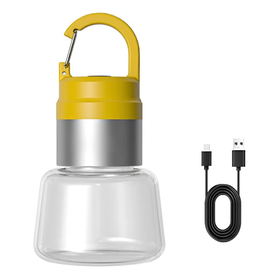 Lampa Portabila, Flippy, de Voiaj/Camping, Incarcare USB, IPX5, LED RGB, din ABS, 300 mAh, 10 x 5.5 x 5.5 cm, Galben