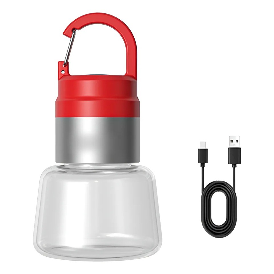 Lampa Portabila, Flippy, de Voiaj/Camping, Incarcare USB, IPX5, LED RGB, din ABS, 300 mAh, 10 x 5.5 x 5.5 cm, Rosu