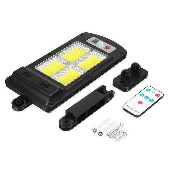 Lampa Solara De Exterior LED Flippy, 23 cm x 11.5 cm, 3072 Lumeni 128 COB LED 25.6 W - echivalent 205 W bec incadescent, IP65, Senzor de Miscare, Senzor de Lumina, 4 Grile, Alb Rece