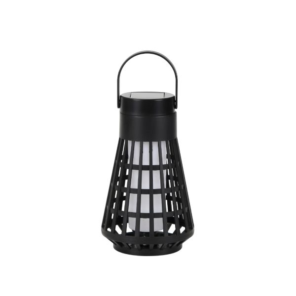 Lampa Solara pentru Gradina, Flippy, Reincarcabila de la Soare, Model Felinar, Portabila cu Picior, Lumina Calda, 12 cm, Negru