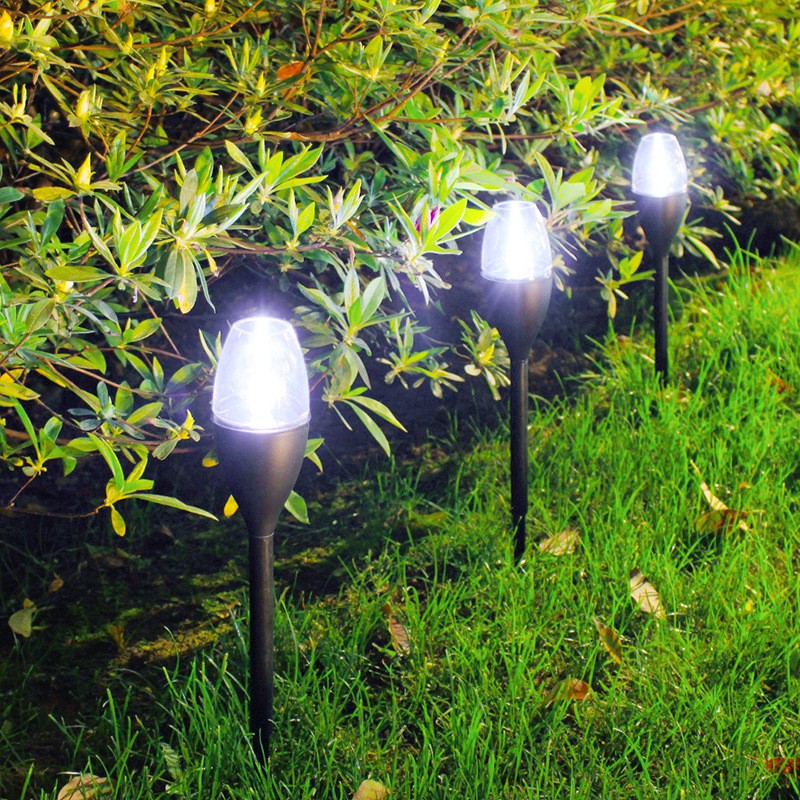 Lampa solara LED pentru gradina, Flippy, Set 10 Bucati, Tip Pahar de Vin, Inaltime 37.5 cm, efect de flacara, PVC si ABS, 2V, 200mAh, Lumina Alb Rece, Negru