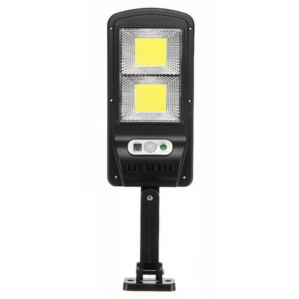 Lampă stradală solară Flippy, cu telecomandă, 36 cm x 11.5 cm, 108 COB LED, 2592 Lumeni, 21.6 W - echivalent 172 W bec incadescent, IP65, Senzor de Miscare, Senzor de Lumina, 2 Grile, Alb Rece