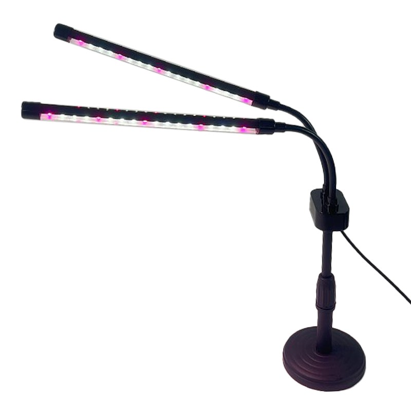 Lampa UV pentru cresterea plantelor, Flippy, conectare la retea, 10W, 2 capete, 36 LED-uri, ajustabila pana la 60 cm, Lumina Alb Mov