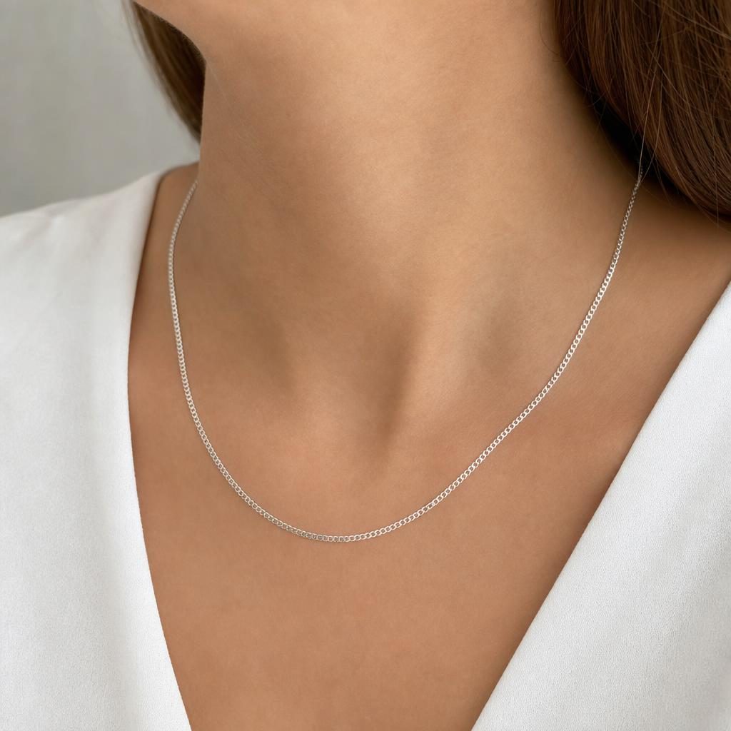 Lantisor din Argint 925, model plat, 1.5 g, 39 cm (sss) - Image 2