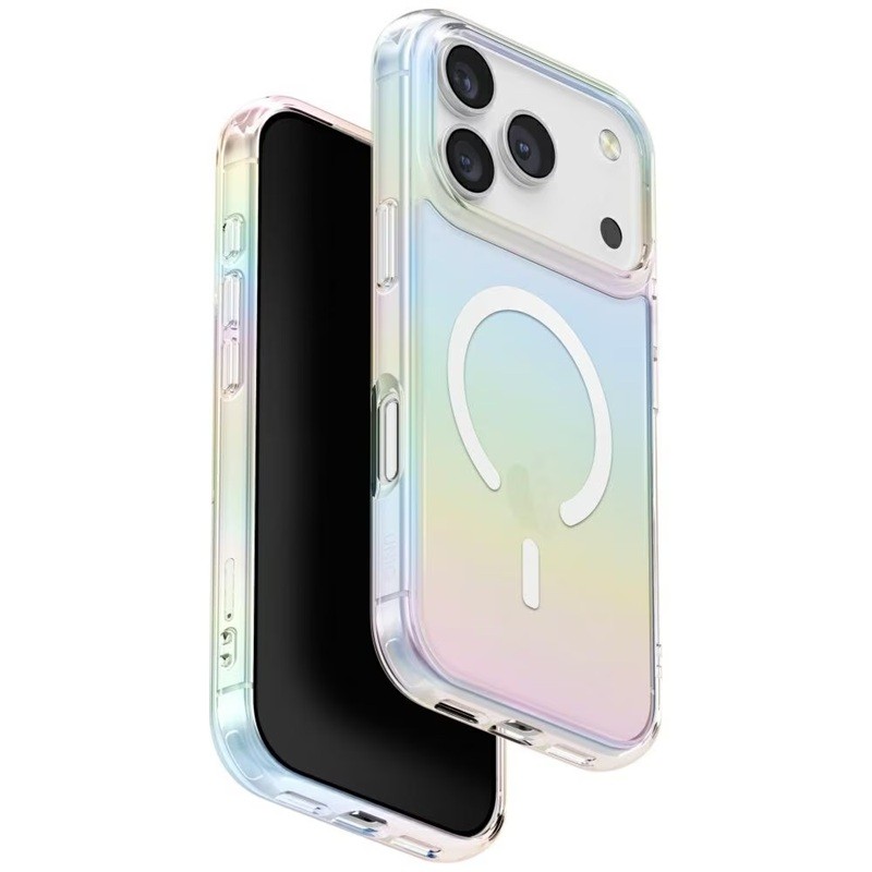 Husa Telefon, Flippy, Compatibila iPhone 17 Pro, Model Cameleon, Magsafe, Schimbare Gradient de Culoare din Unghiuri Diferite, Multicolor
