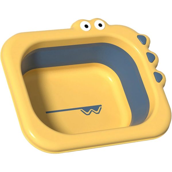 Lavoar Pliabil, Flippy, pentru Copii, din PP/TPE, Portabil, Model Crocodil, 30x24.5x9 cm, Galben/Albastru