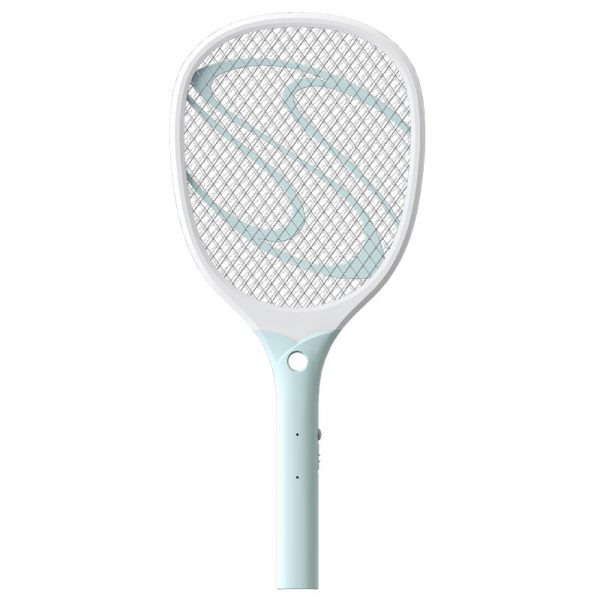 Paleta Electrica pentru Tantari, Muste sau Insecte LED, Flippy, Reincarcabila, Incarcare USB, Plastic, Casa si Gradina, Anti-insecte, Alb-Albastru