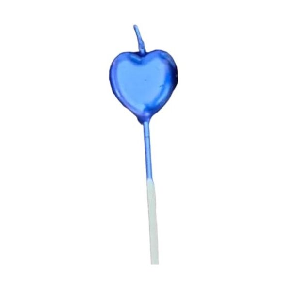 Lumanare de Tort, Flippy, Model Inima, Party, 8.5 x 3 cm, Albastru