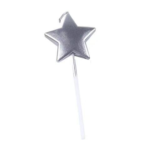 Lumanare de Tort, Flippy, Model Steluta, Party, 8.5 x 3.2 cm, Argintiu