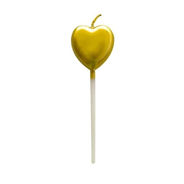 Lumanare de Tort, Flippy, Model Inima, Party, 8.5 x 3 cm, Auriu