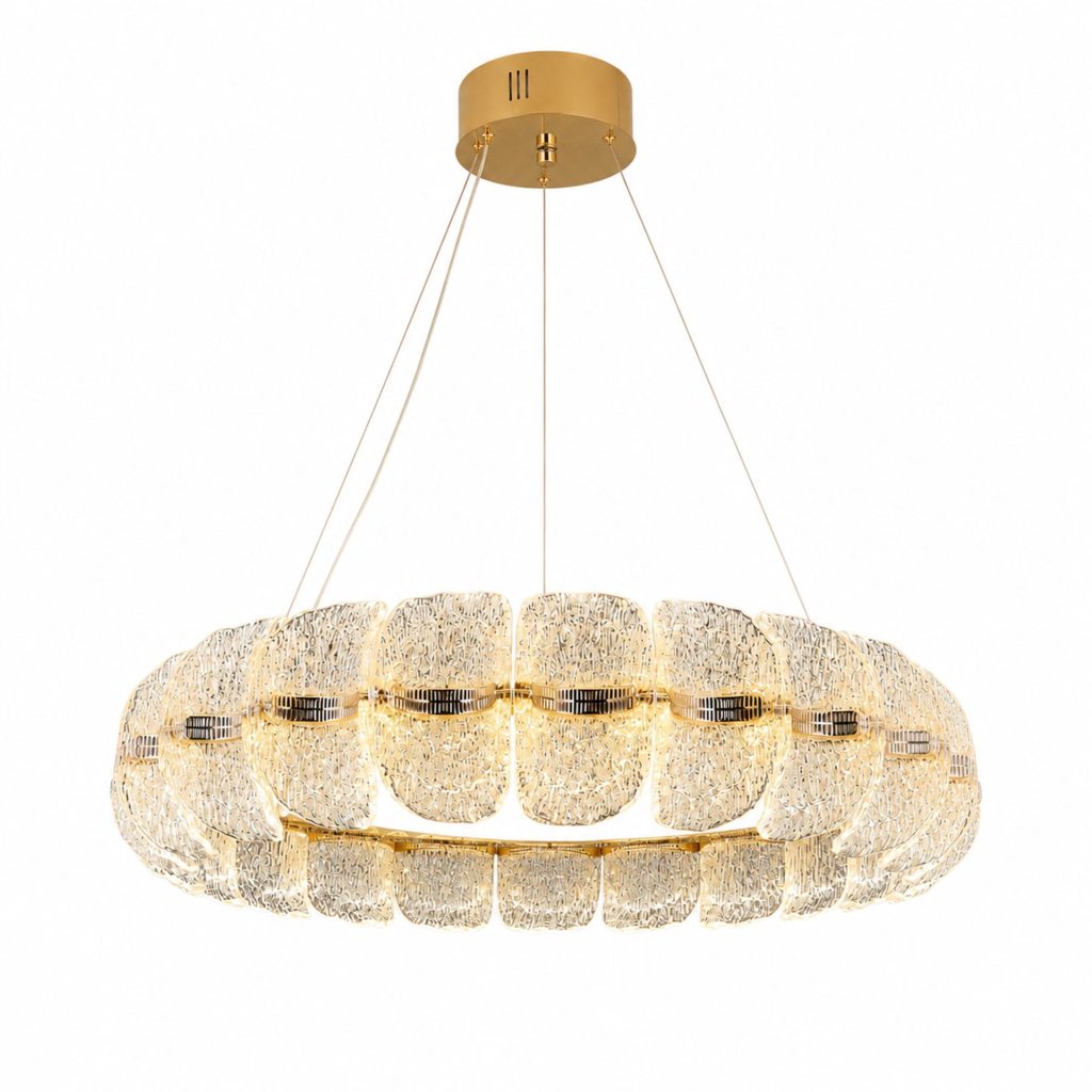 Lustra Cristal MAYON Supremo, 80x80cm, 3000K/4000K/6000K, 210W, Metal si Acrilic, Auriu