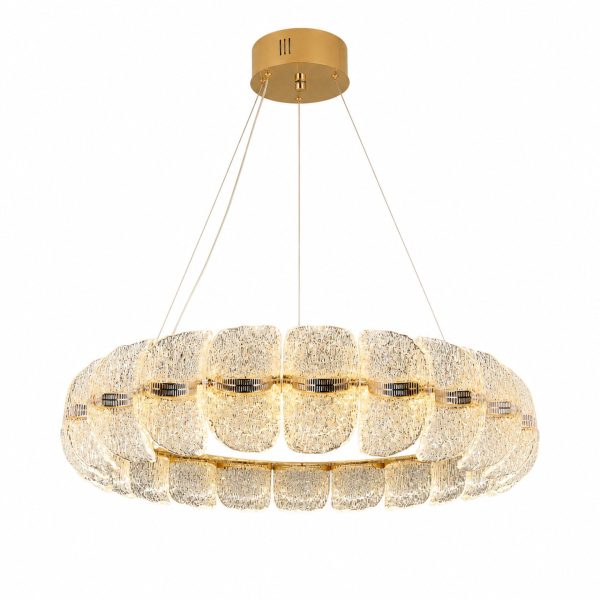 Lustra Cristal MAYON Supremo, 80x80cm, 3000K/4000K/6000K, 210W, Metal si Acrilic, Auriu