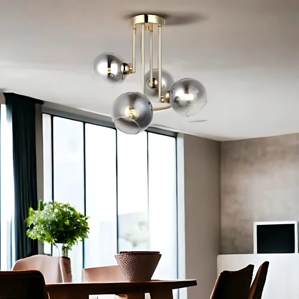 Lustra cu bec moderna MODUS, 4x E27, Auriu, Metal