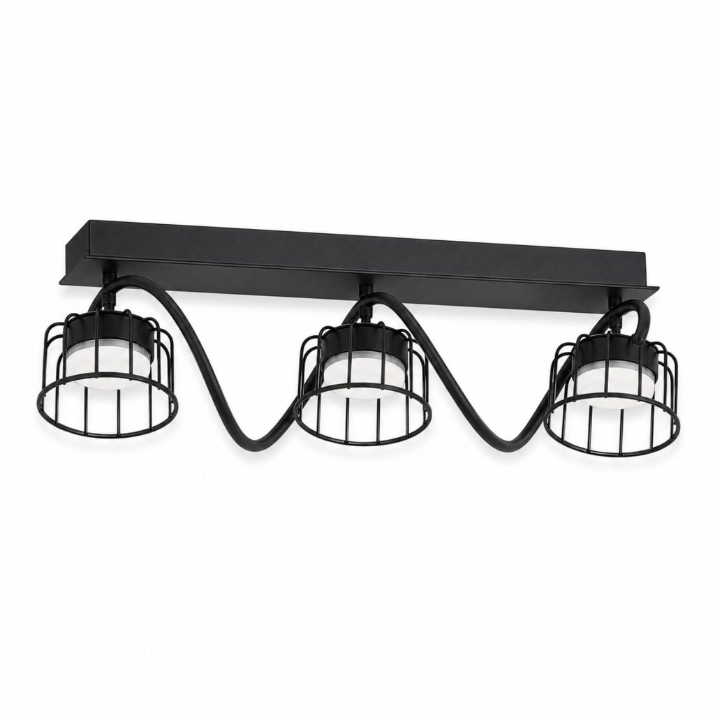 Lustra EPS, 3xGX53, 61x15cm, Metal si Plastic, Negru