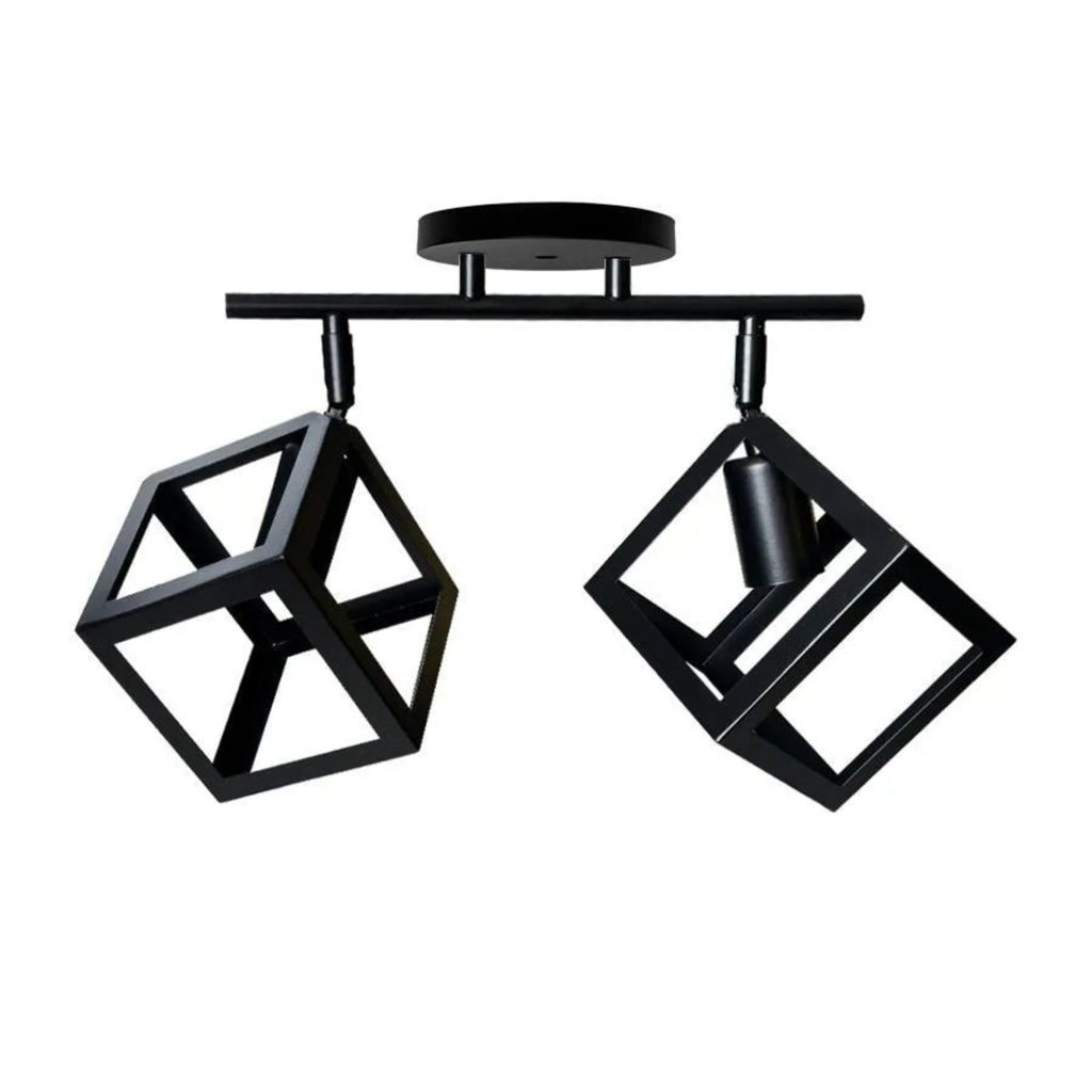 Lustra Forma Cub, STRUKTUR Duo, 2xE27, Negru, Metal