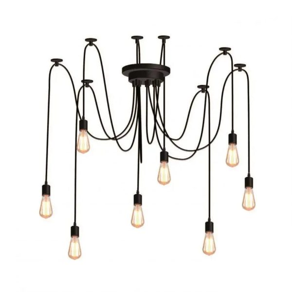 Lustra Kappa 8xE27, Negru, Metal, 730/8
