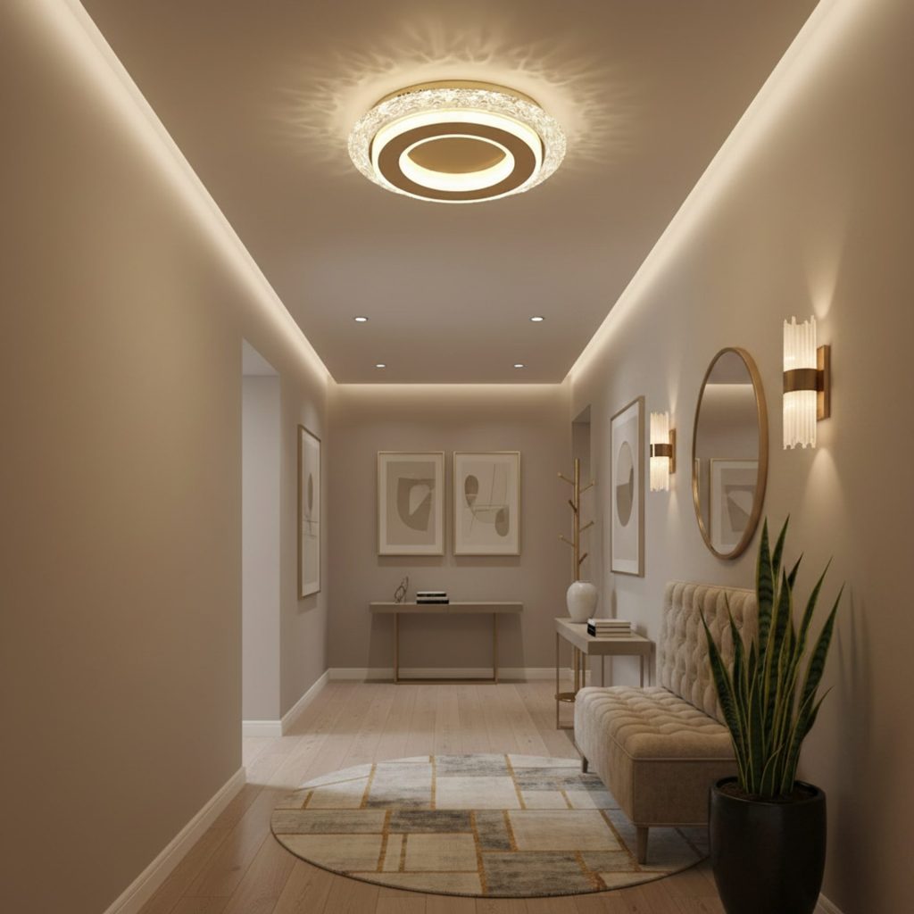 Lustra LED AGOL Petito, 29W, Diametru 20cm, Lumina Calda/Neutra/Rece, Auriu, Metal si Acril